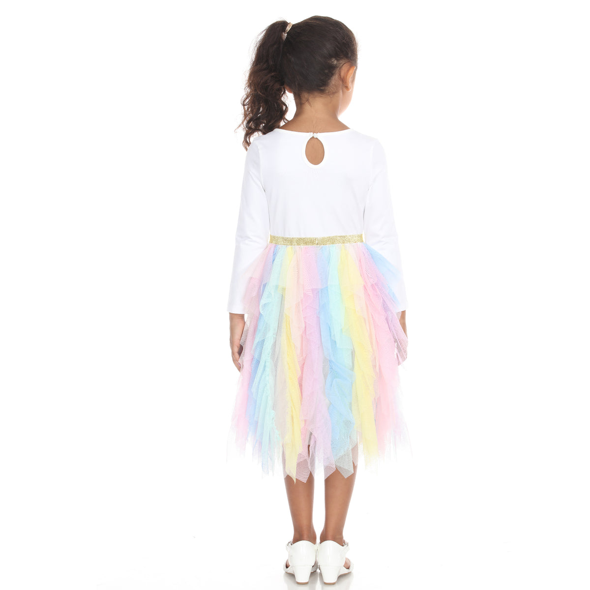 Girls Unicorn Hankey Hem Dress