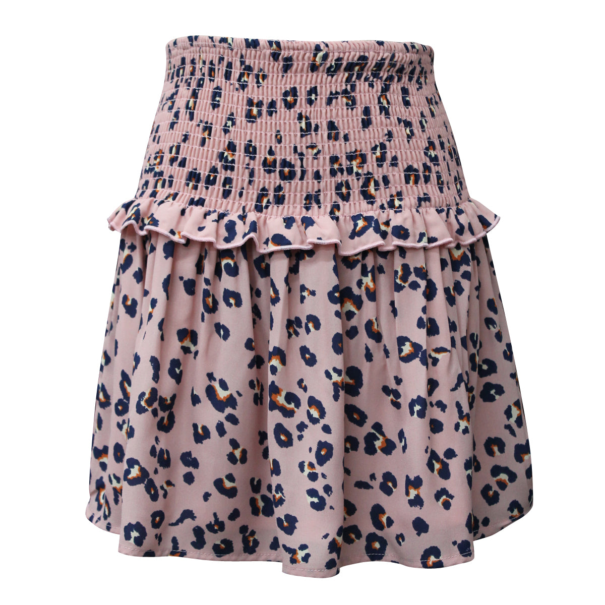 Leopard Smocked Waist Printed Skirt