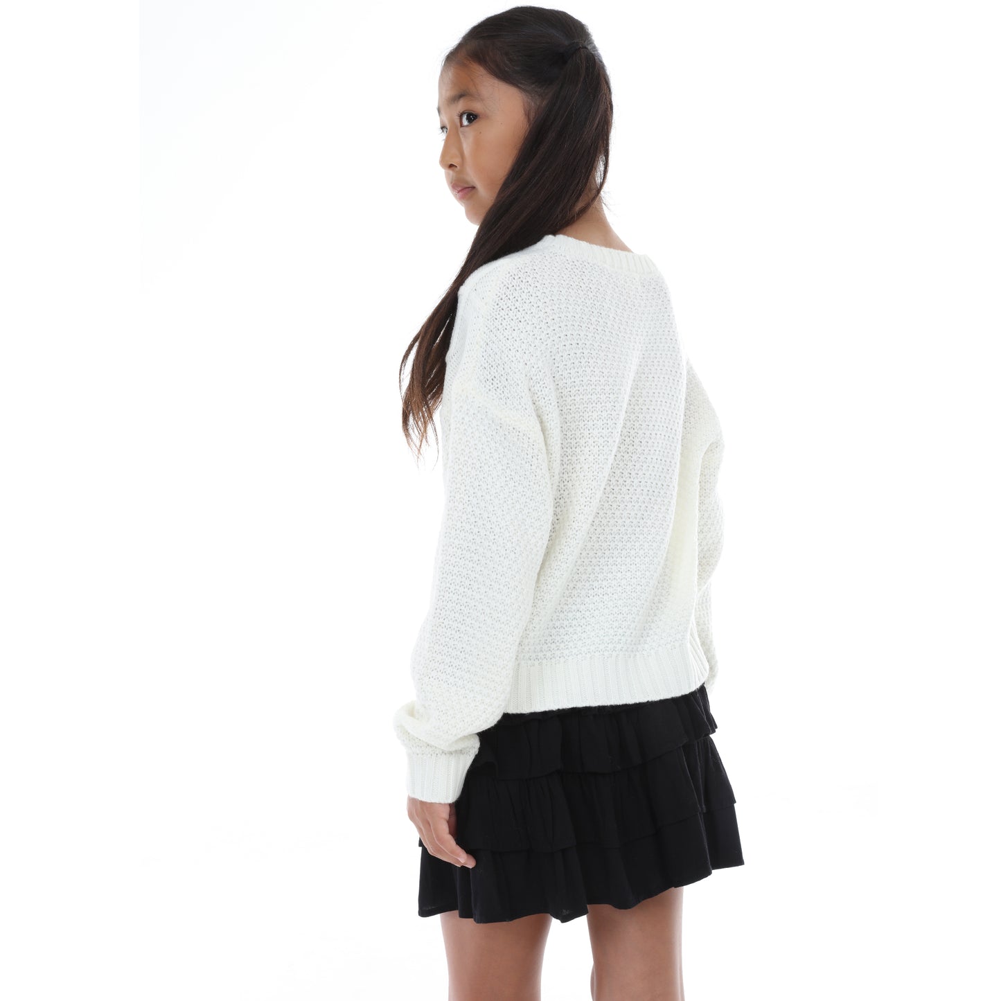 Tween Varsity Number Cable Sweater