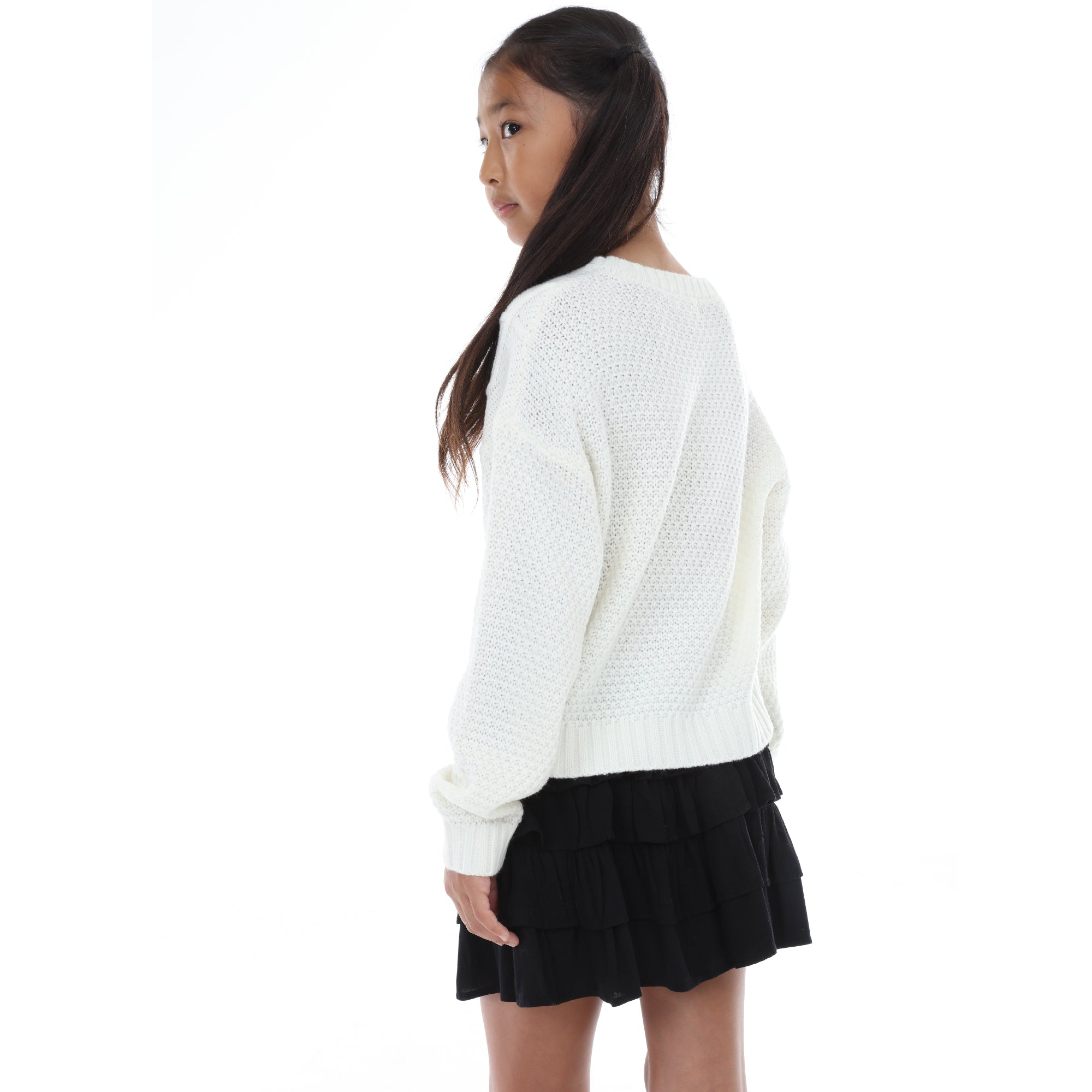 Tween Varsity Number Cable Sweater