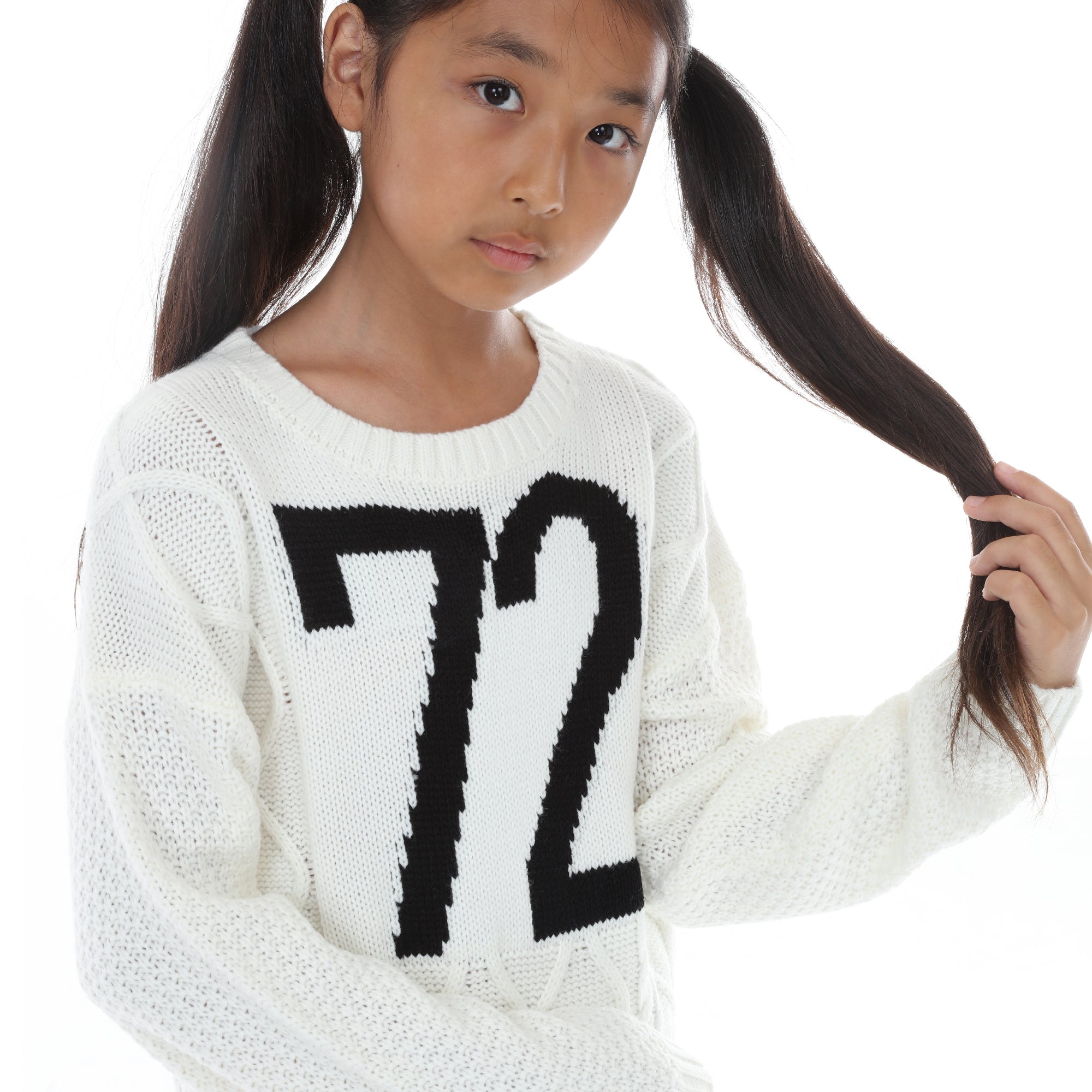 Tween Varsity Number Cable Sweater