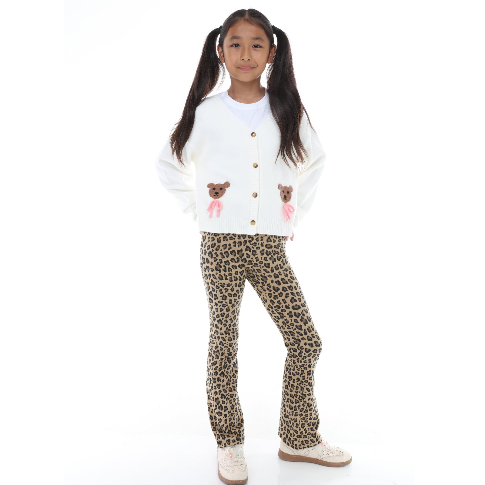 Tween Longsleeve Bear With Bow Cardigan