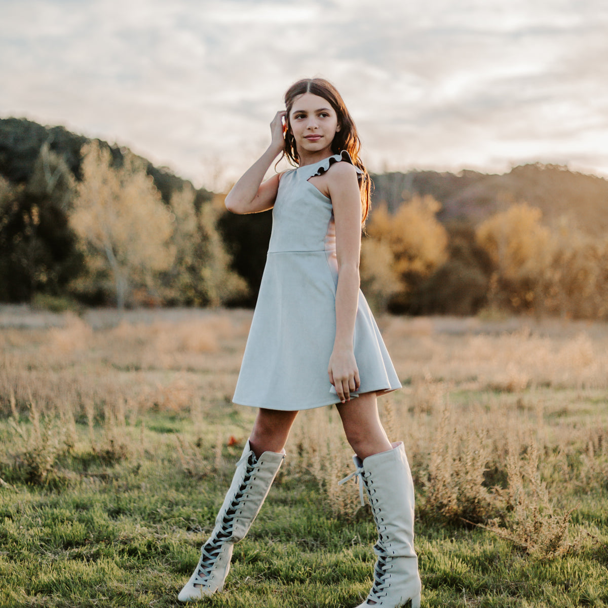 Tween Techno Suede Scuba Dress – Ava and Yelly