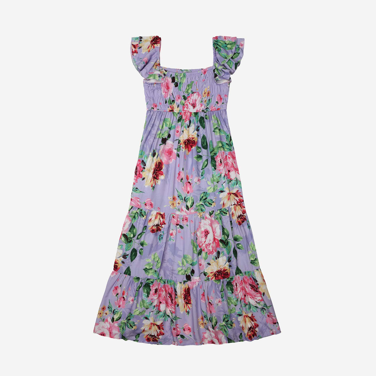 Tween Floral Smocked Bodice Maxi Dress