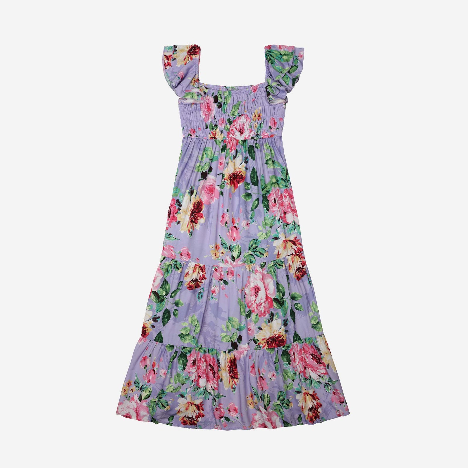 Tween Floral Smocked Bodice Maxi Dress