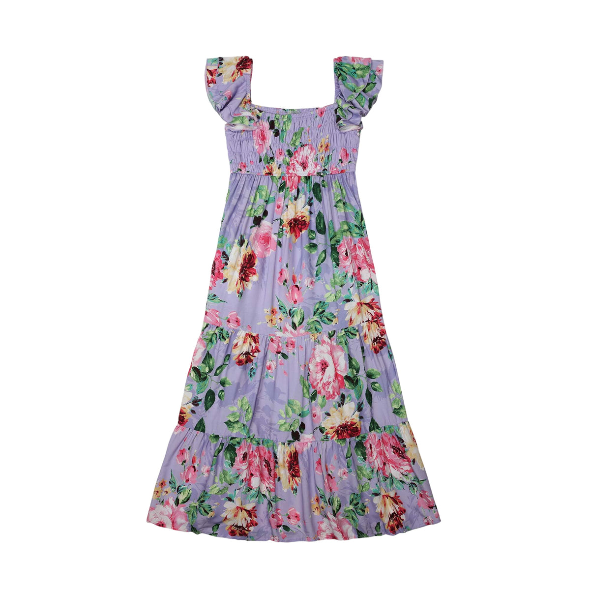Tween Floral Smocked Bodice Maxi Dress