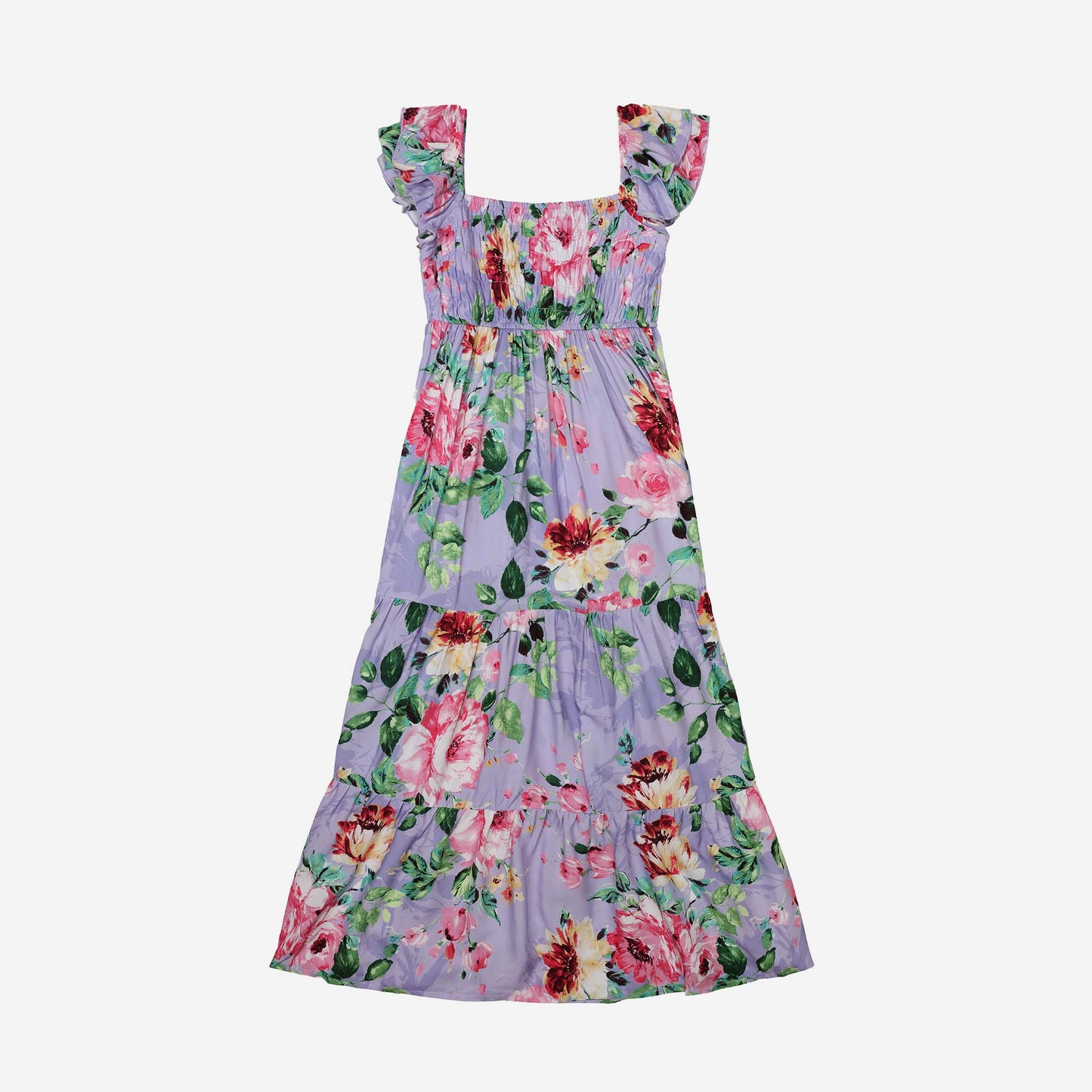 Tween Floral Smocked Bodice Maxi Dress
