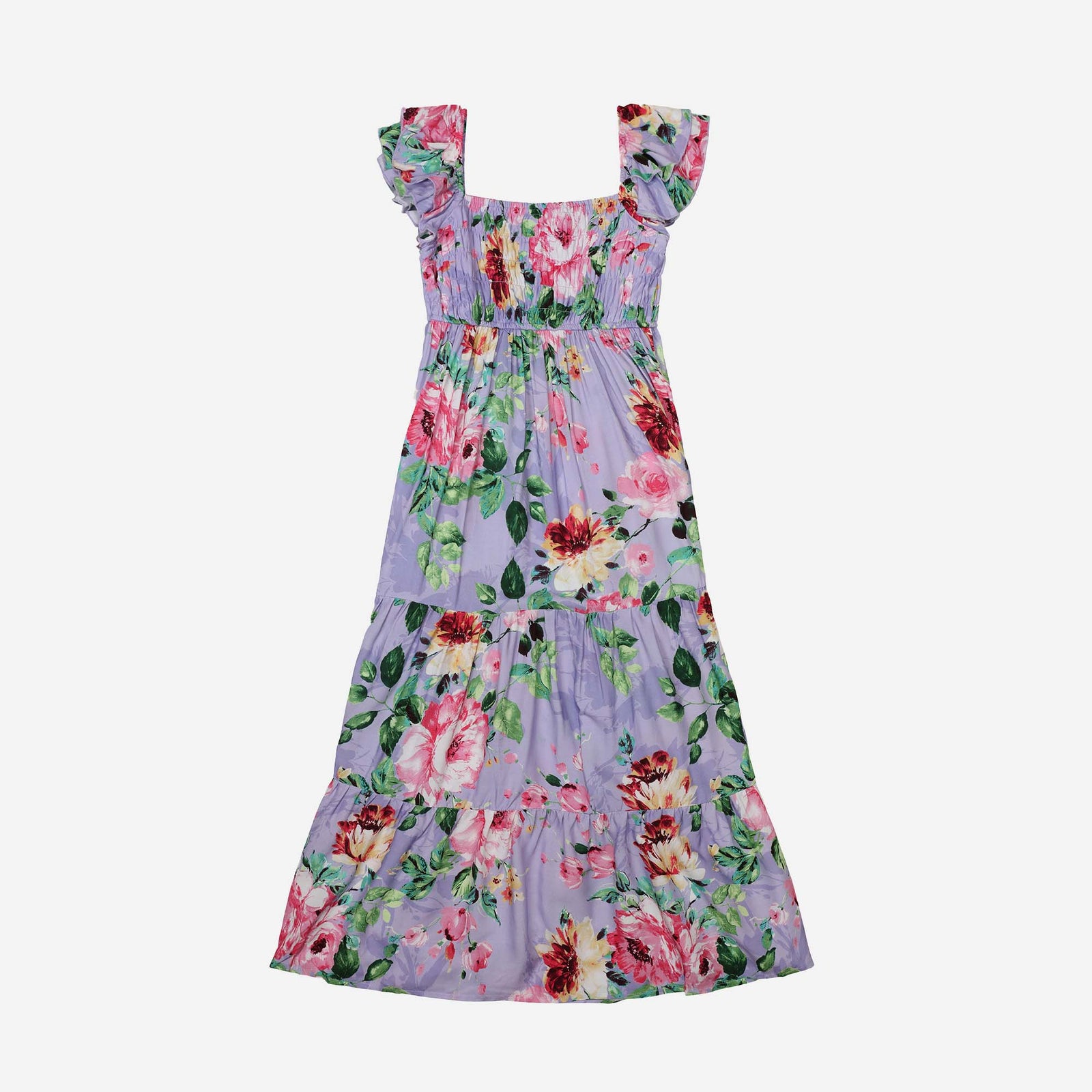 Tween Floral Smocked Bodice Maxi Dress