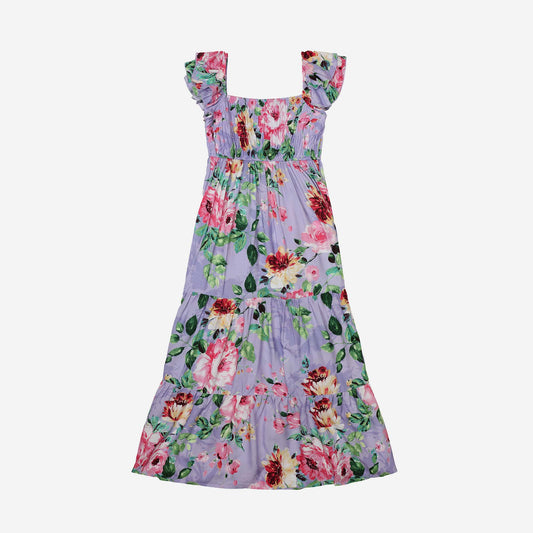 Tween Floral Smocked Bodice Maxi Dress