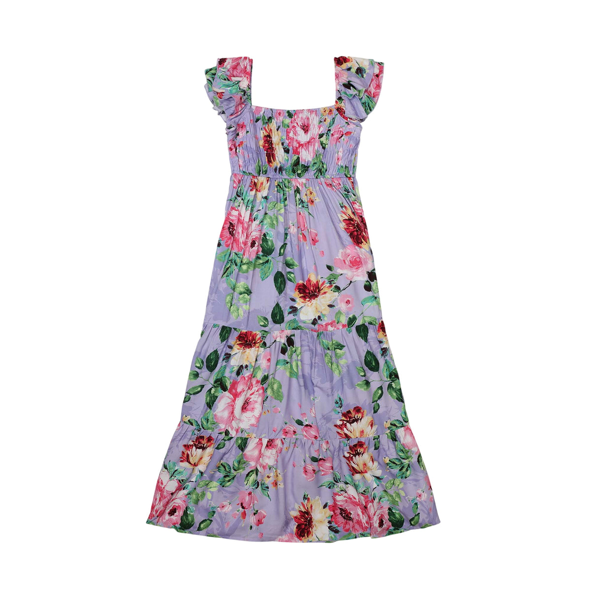 Tween Floral Smocked Bodice Maxi Dress