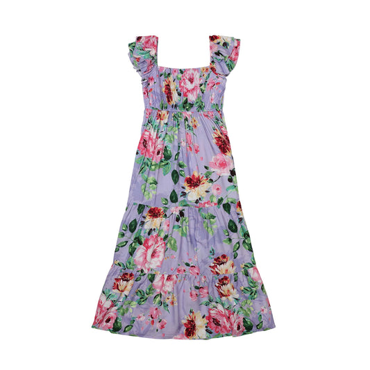 Tween Floral Smocked Bodice Maxi Dress