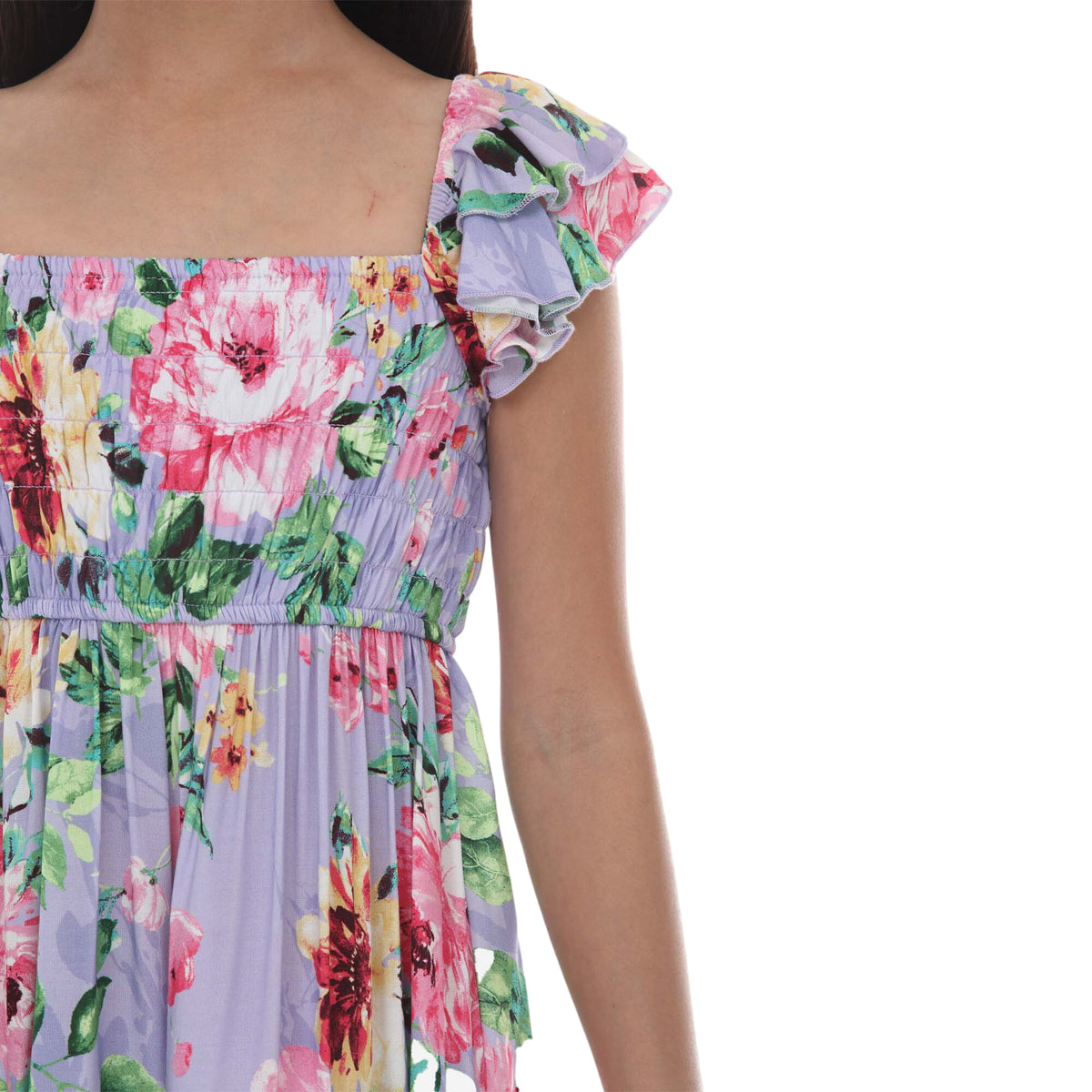 Tween Floral Smocked Bodice Maxi Dress