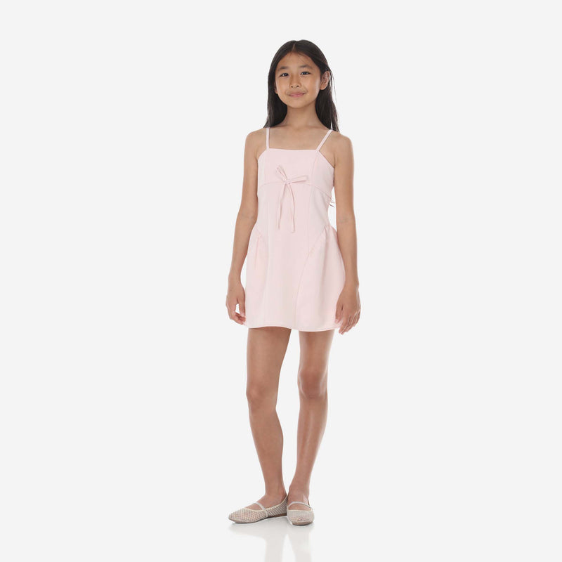 Tween Side Shirred Bow Front Dress