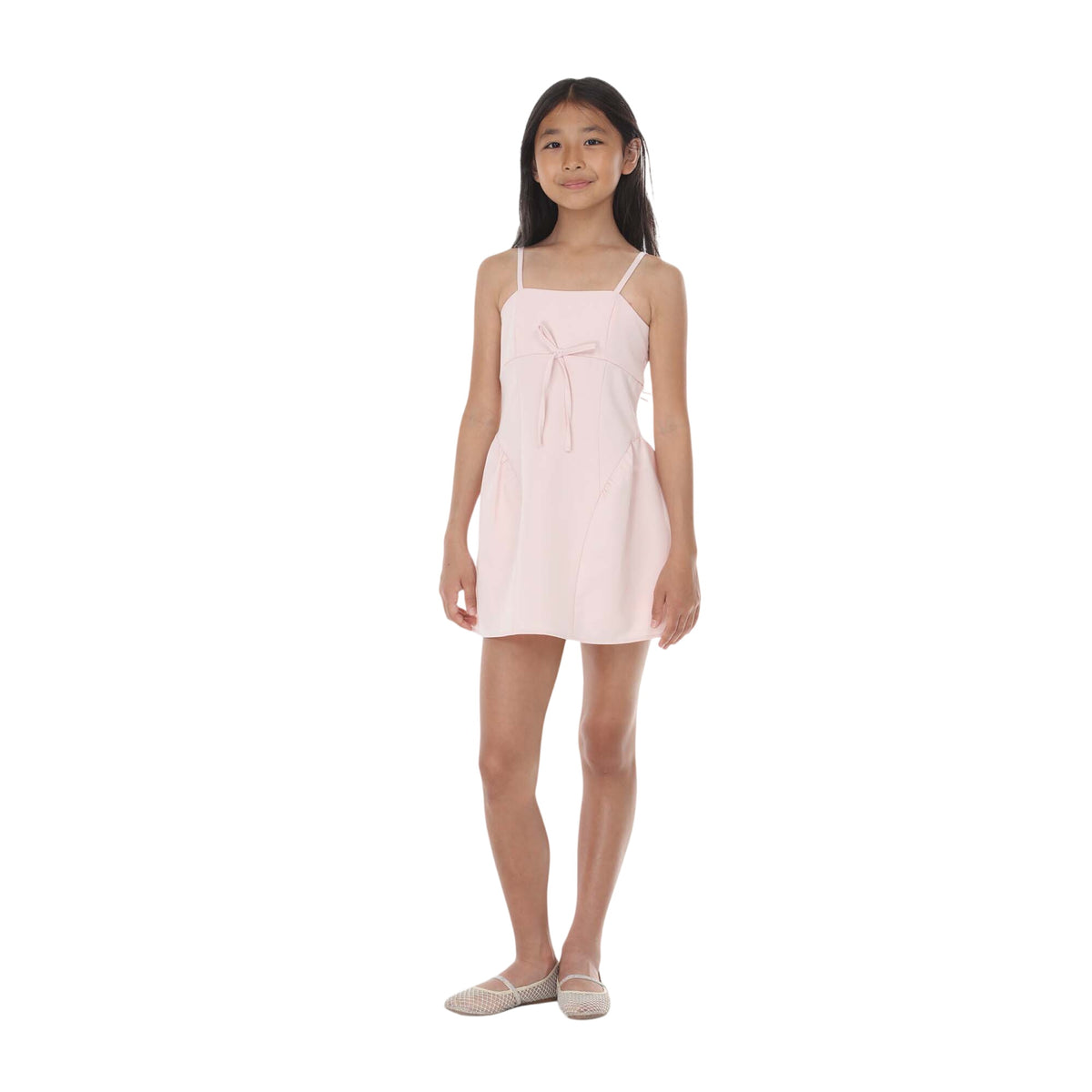Tween Side Shirred Bow Front Dress