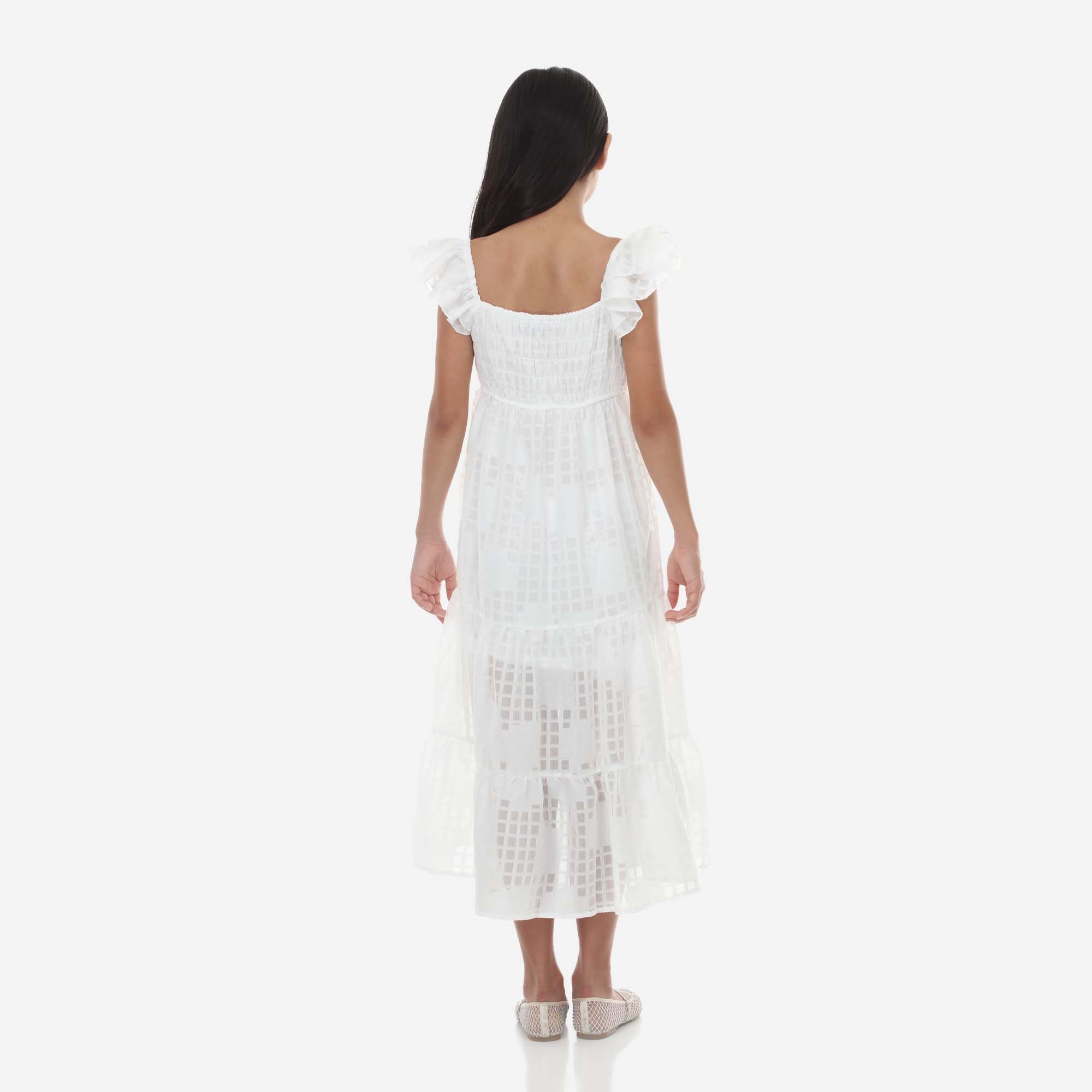 Tween Windowpane Smocked Maxi