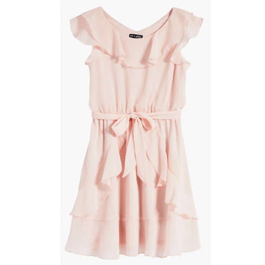 Ruffle Chiffon Faux Wrap Party Dress