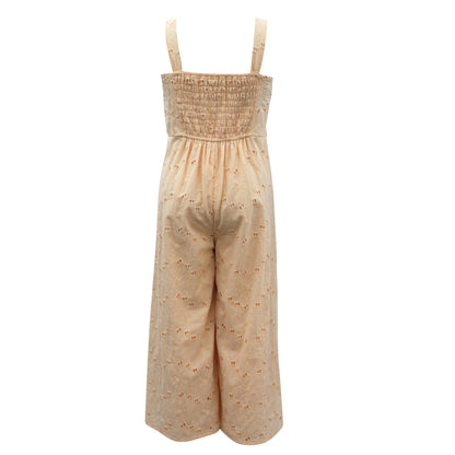 Tween Sleeveless Front Knot Eyelet Jumpsuit