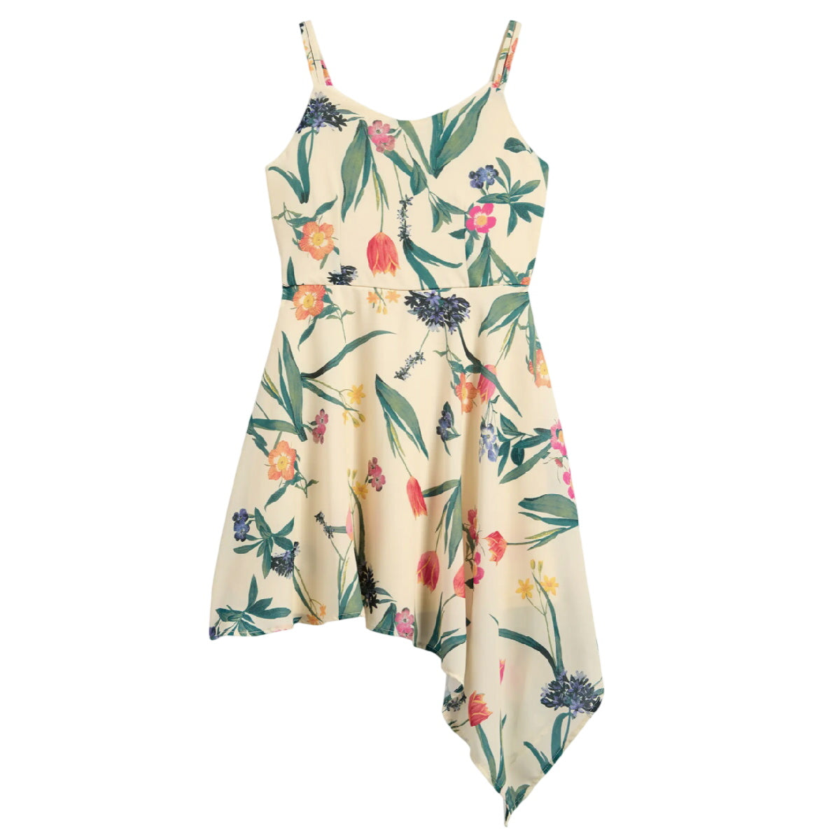 Tween Floral Asymmetric Party Dress