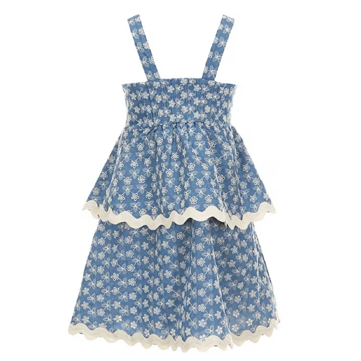 Tween Sleeveless Embroidered Ric Rac Drop Waist Dress