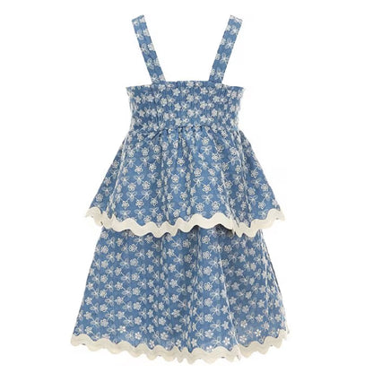 Tween Sleeveless Embroidered Ric Rac Drop Waist Dress