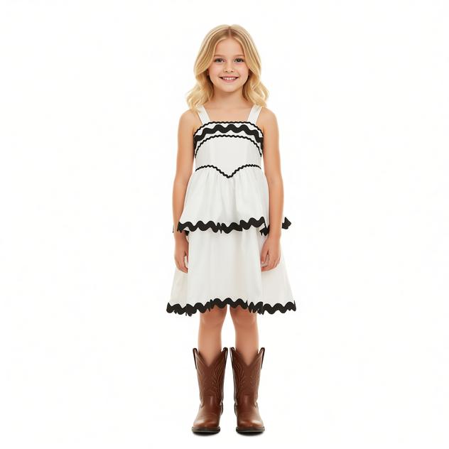 Tween Sleeveless Ric Rac Drop Waist Dress