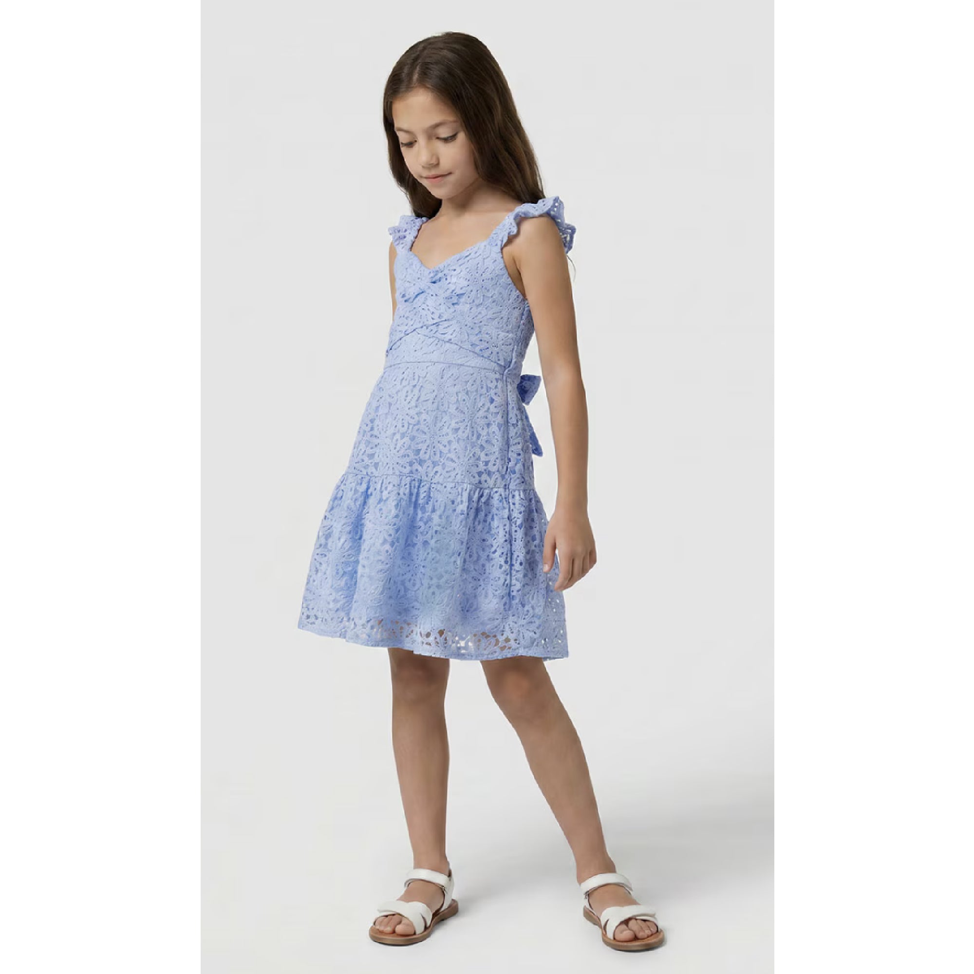 Tween Tiered Ruffle Cotton Blend Dress
