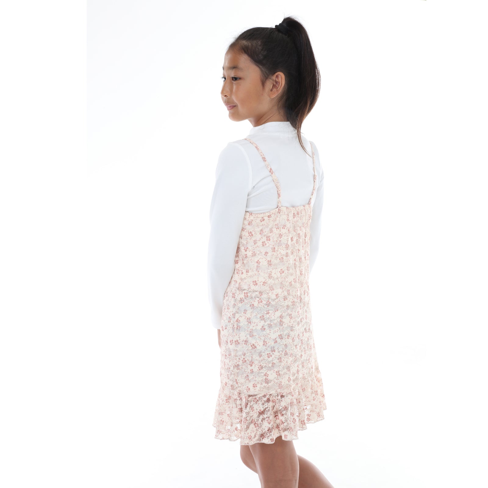 Tween Longsleeve Mock Neck With Floral Slip Dress