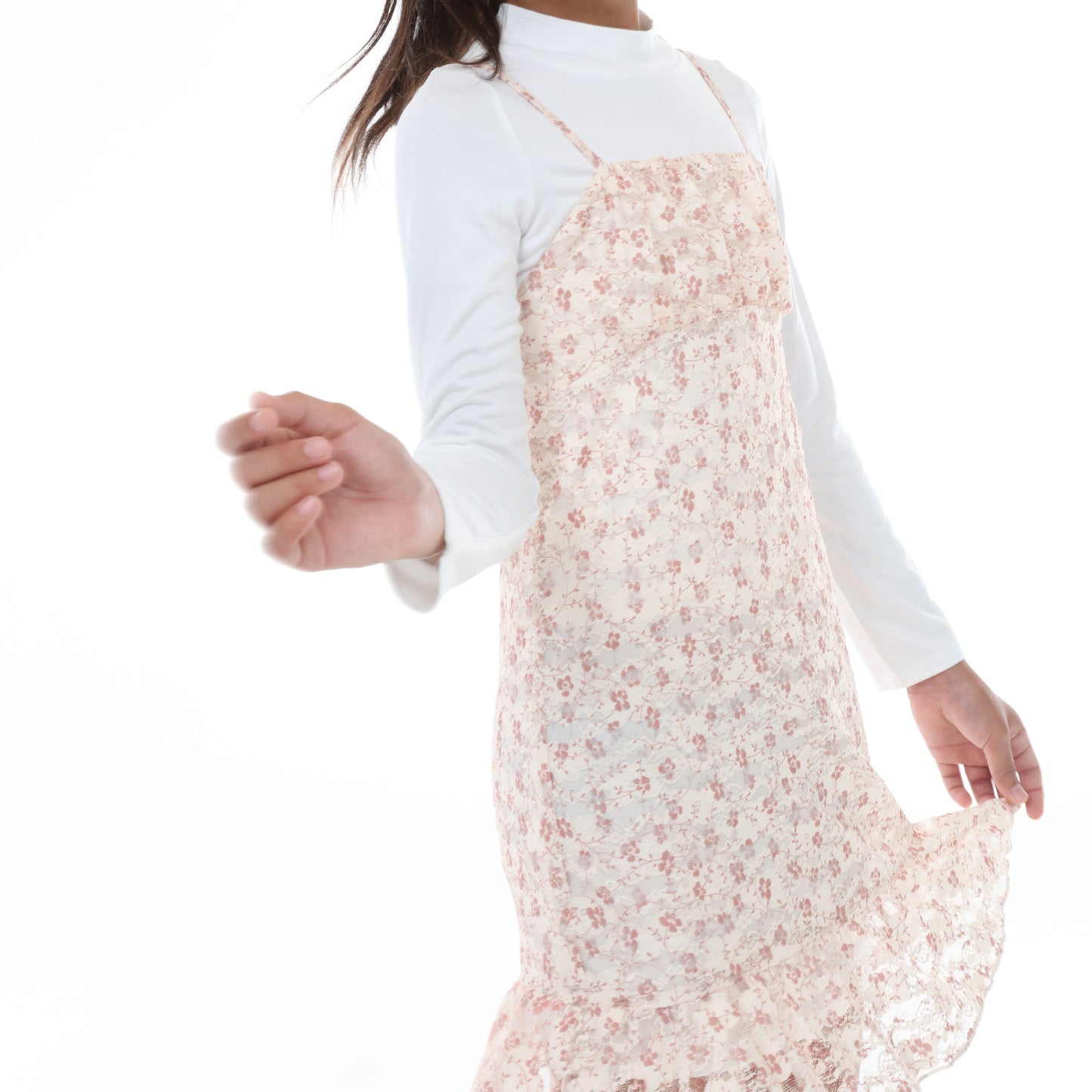 Tween Longsleeve Mock Neck With Floral Slip Dress