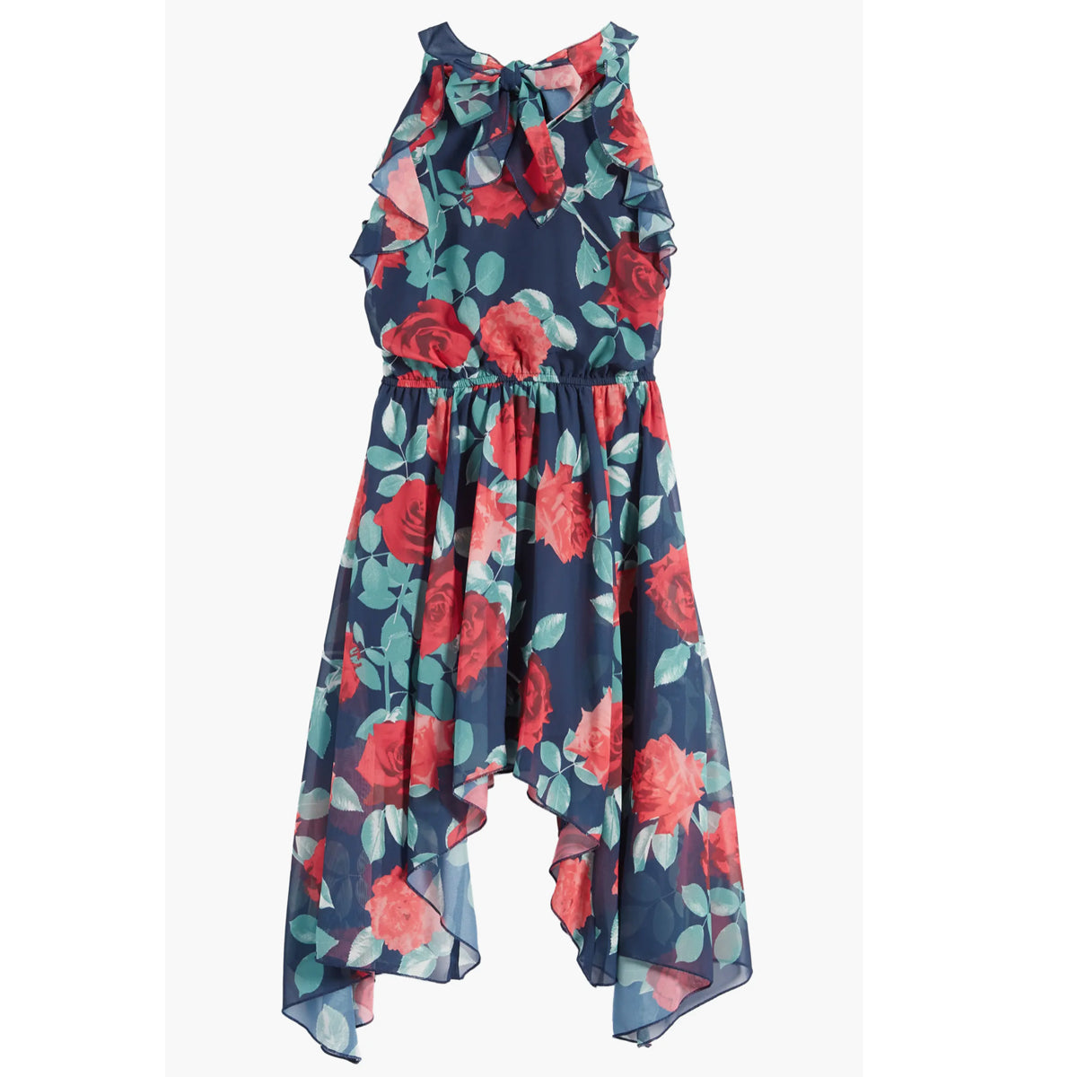 Floral Sleeveless Asymmetric Dress