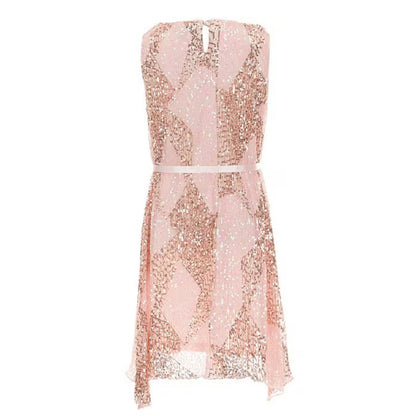 Tween Sleeveless Sequin-Embellished Pattern Asymmetrical-Hem