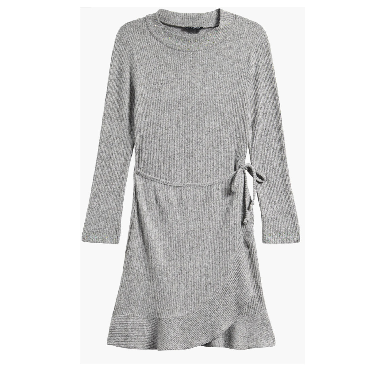 Tween Ribbed Mock Neck Wrap Dress