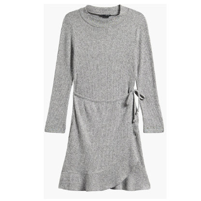 Tween Ribbed Mock Neck Wrap Dress