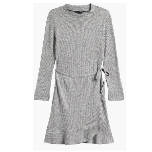 Tween Ribbed Mock Neck Wrap Dress