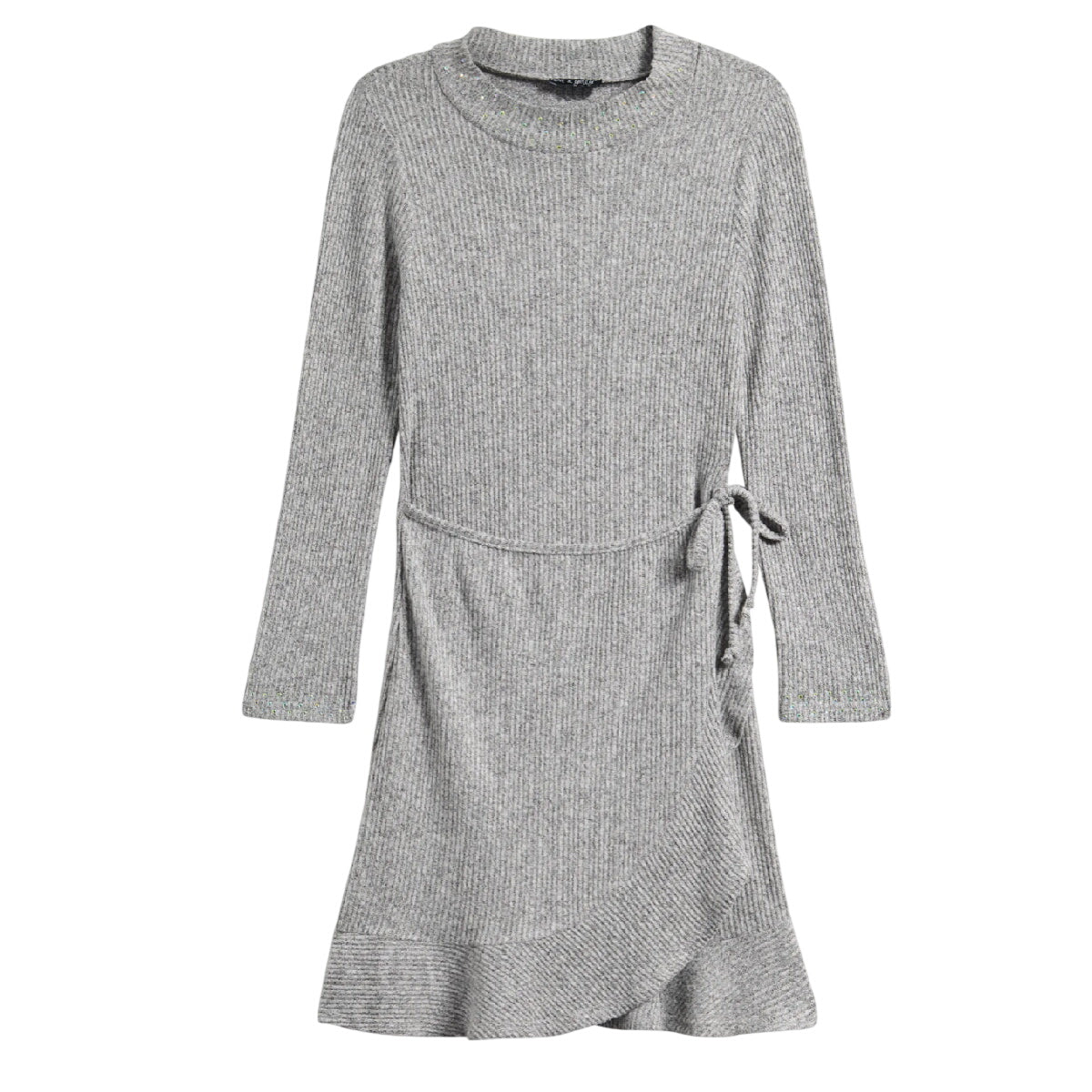 Tween Ribbed Mock Neck Wrap Dress