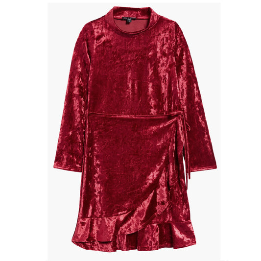 Tween Crushed Velvet Wrap Dress