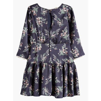Tween Long-sleeved Floral Satin Dress