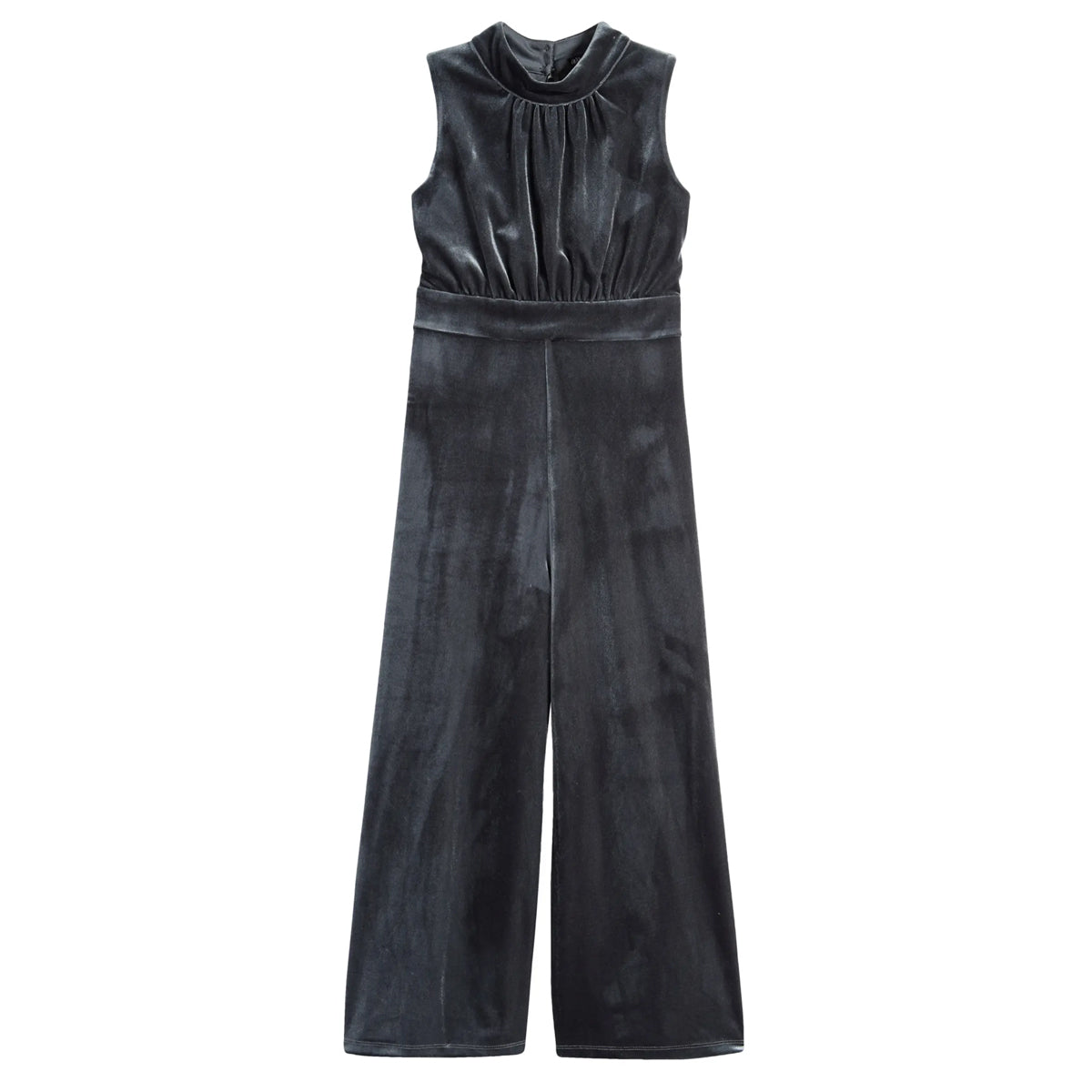 Mock Neck Velvet Jumpsuit