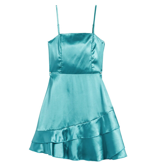 Tween Satin Baby Doll Dress Kelly Green