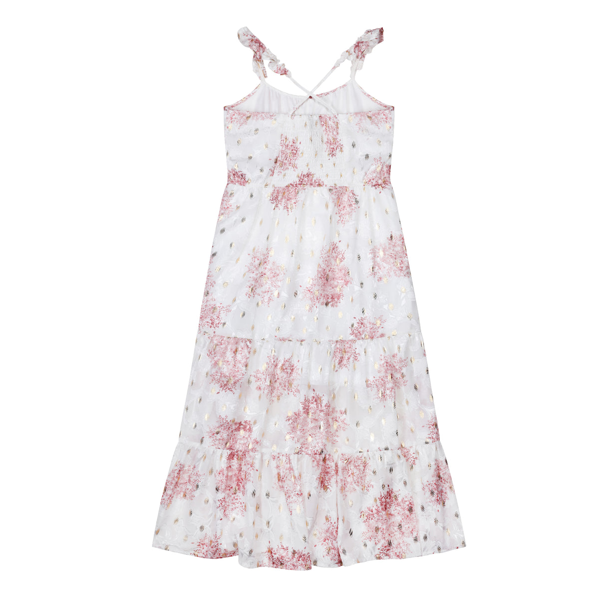 Tween Floral Ruffle Strap Maxi Dress