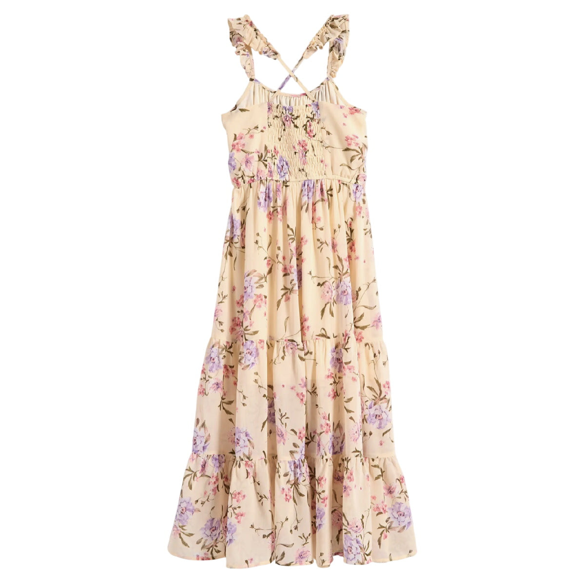 Tween Floral Ruffle Strap Maxi Dress