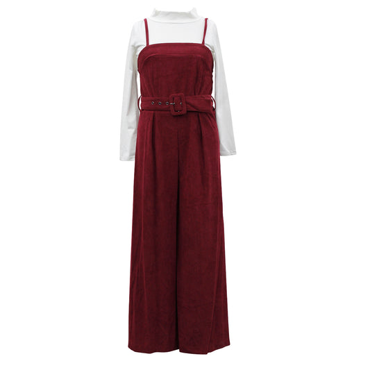 Tween Long-sleeved 2PC Belted Jumpsuit