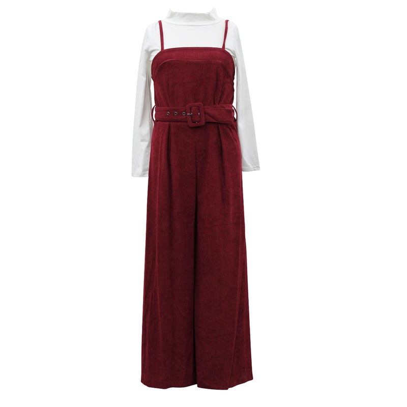 Tween Long-sleeved 2PC Belted Jumpsuit
