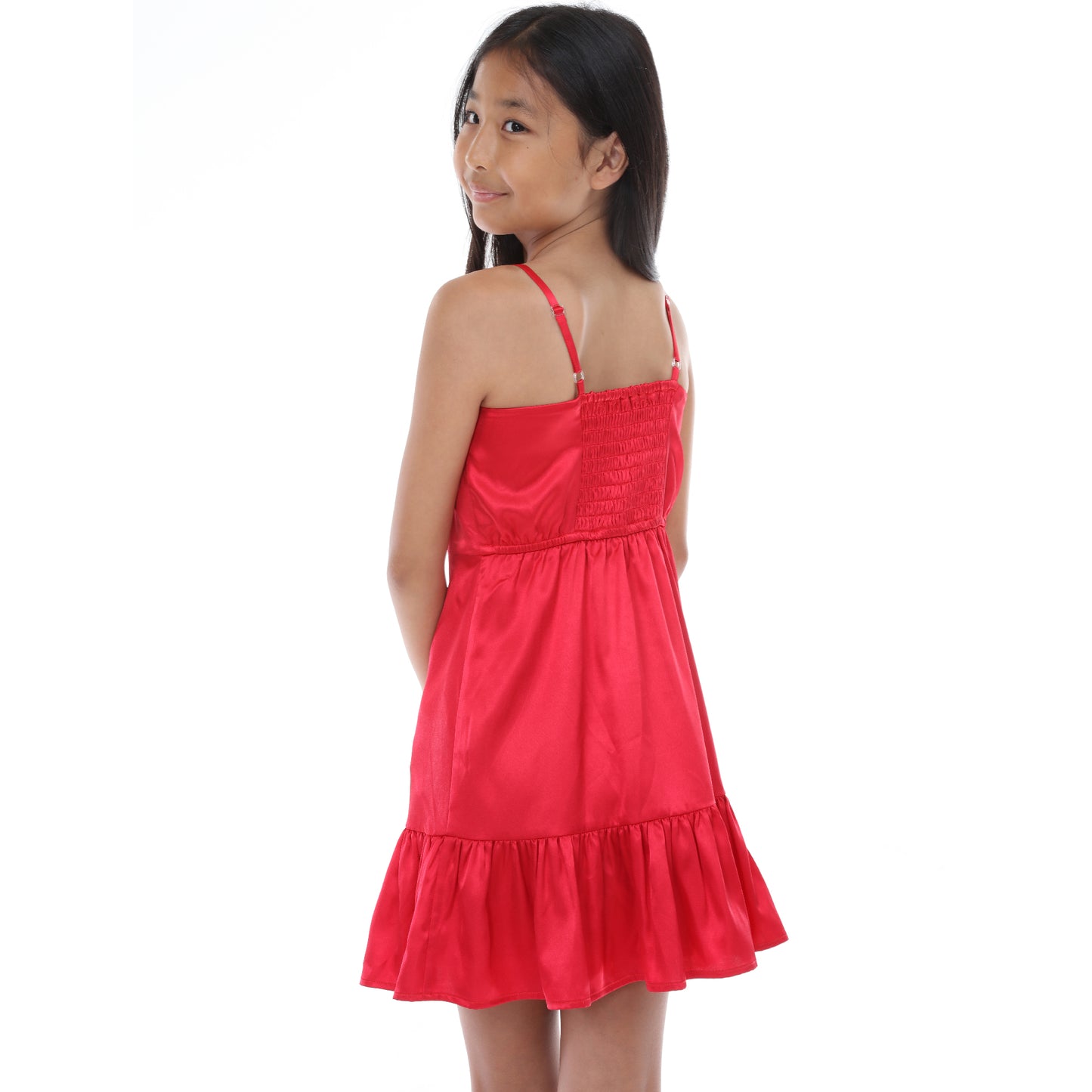 Tween Ruffle Satin Dress