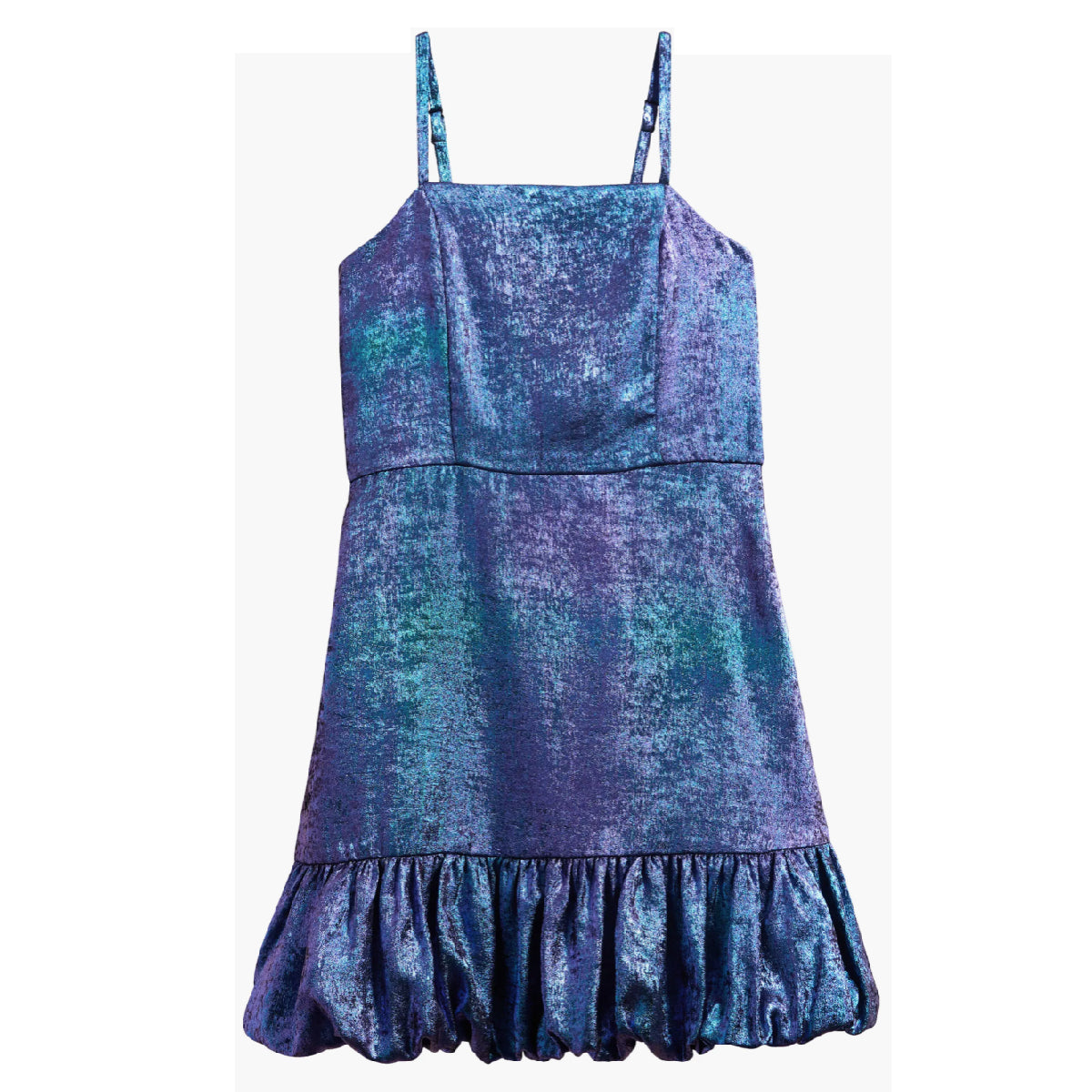 Tween Liquid Shimmer Bubble Hem Party Dress