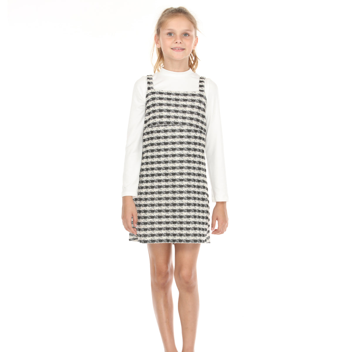 Tween Long Sleeve Mock Neck With Boucle Jumper