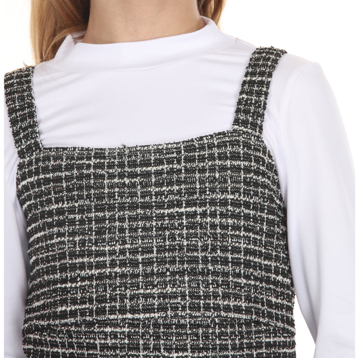 Tween Long Sleeve Mock Neck With Boucle Jumper
