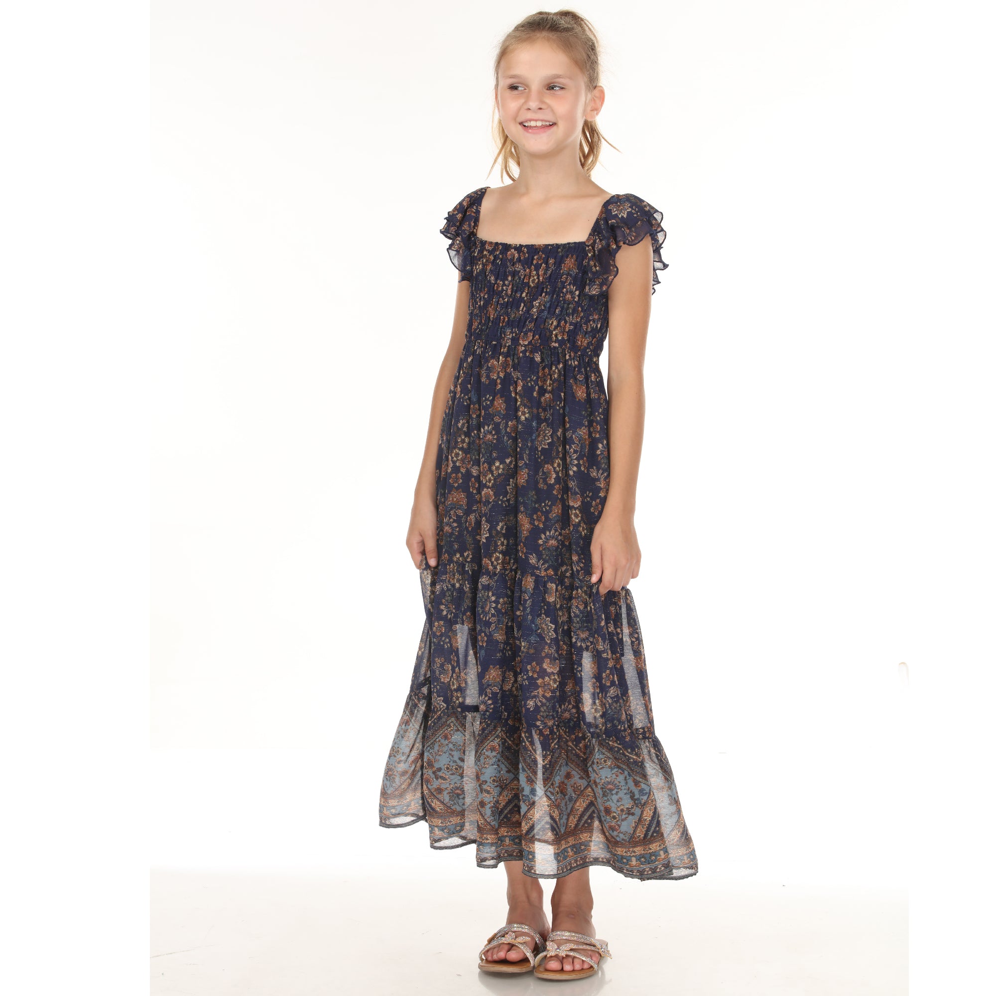 Tween Smocked Border Maxi
