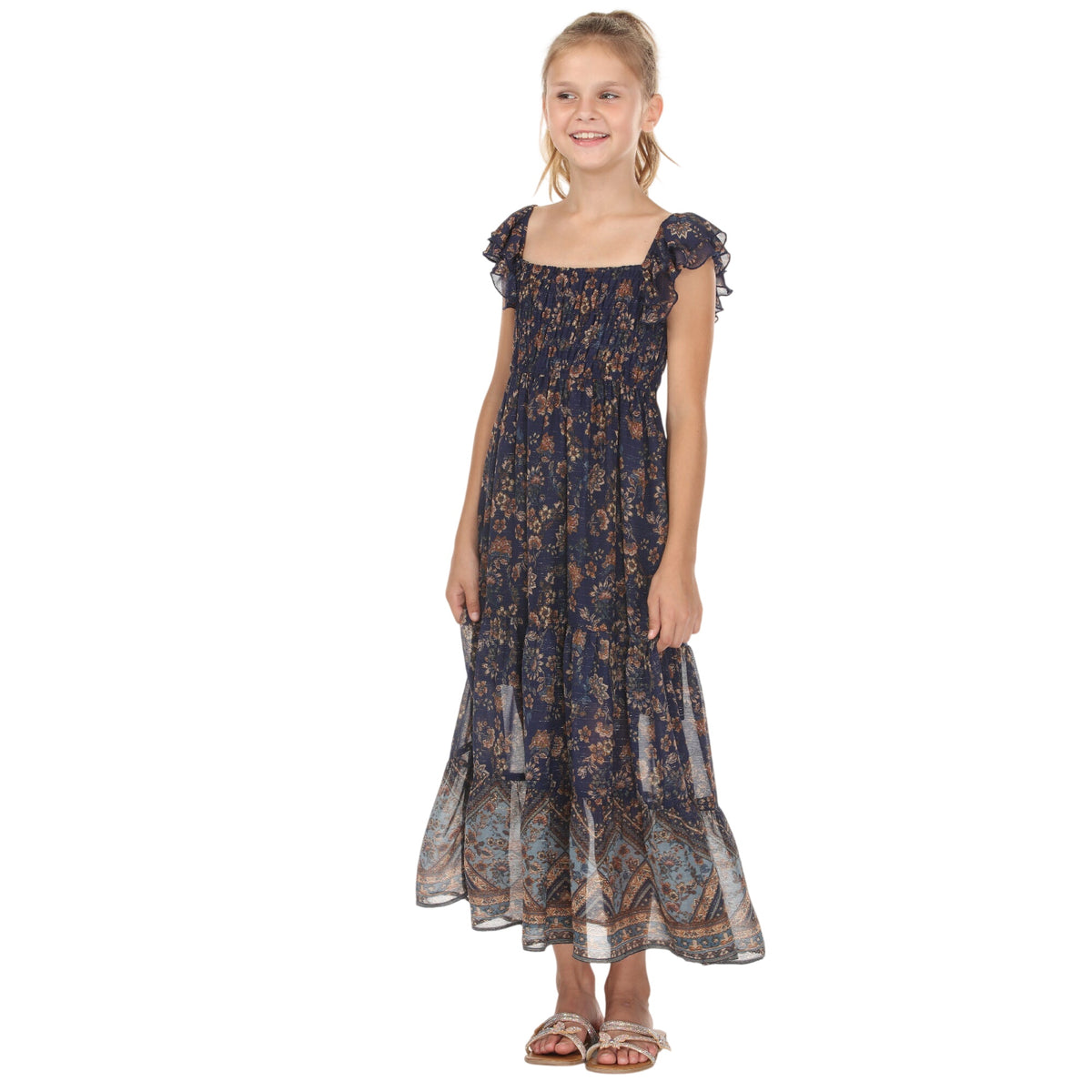 Tween Smocked Border Maxi
