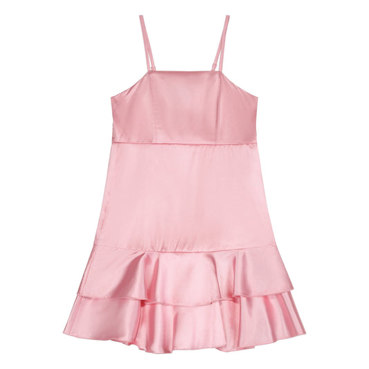 Tween Sateen Double Flounce Dress