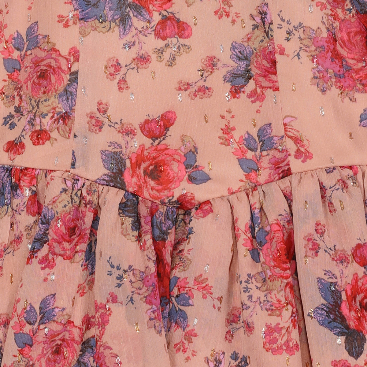 Tween Long-sleeve Floral Drop Waist Dress